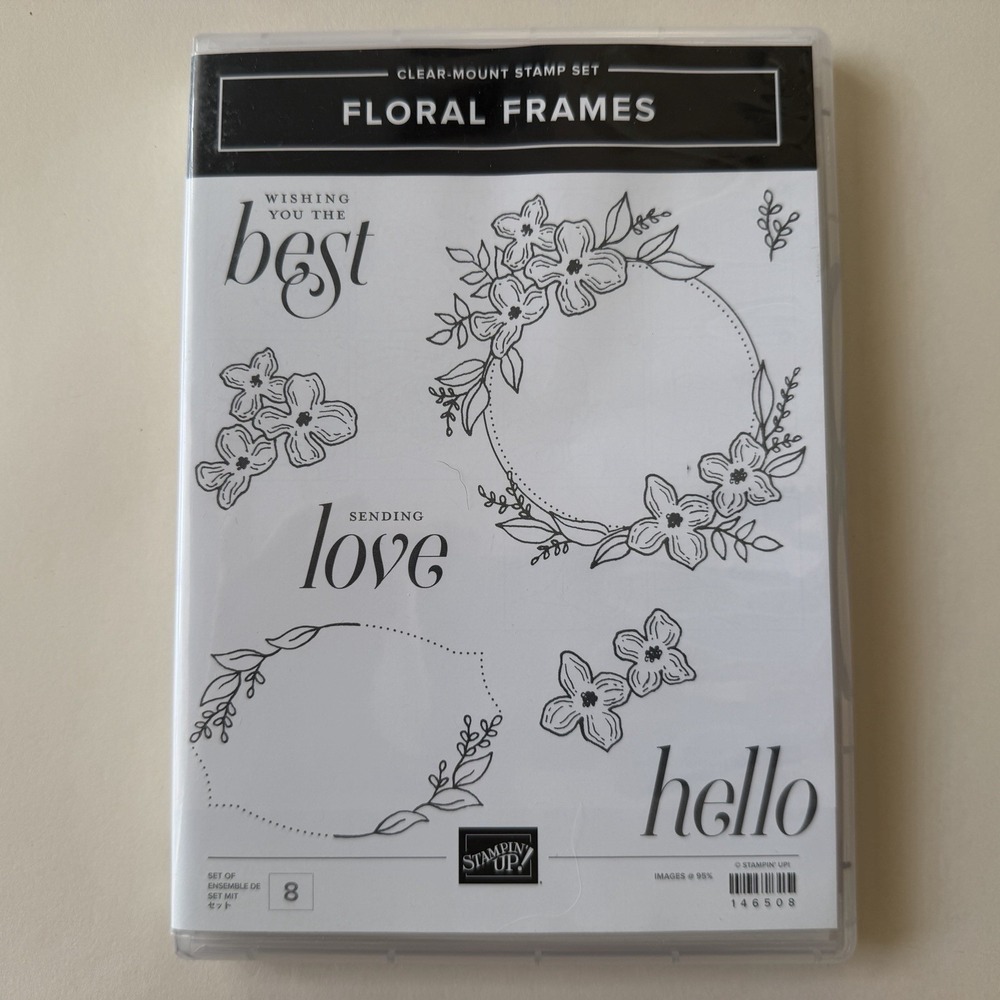 Stampin' Up! Floral Frames Cling Stamp Set 146508 Flower Love Hello 8 Stamps NEW